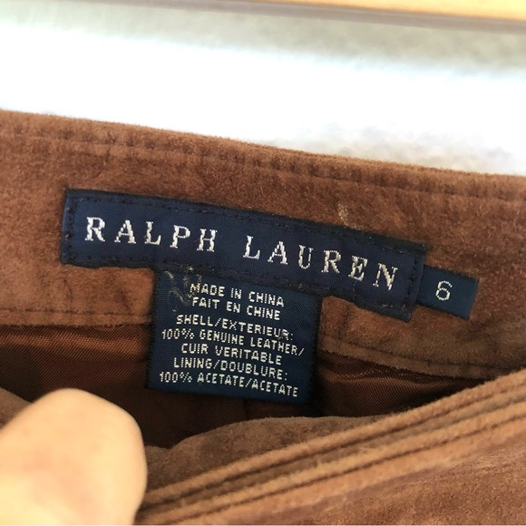 Ralph Lauren Blue Label, Cognac Brown, Suede Leather, Flare Leg Pants, Women’s 6 - Picture 3 of 17